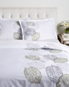 Melange Turning Leaf Embrodiery Duvet Set In White