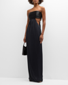 Ramy Brook Mariah Sequin Bodice Strapless Column Gown In Black