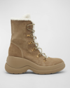 MONCLER RESILE SUEDE FAUX FUR TREK BOOTS