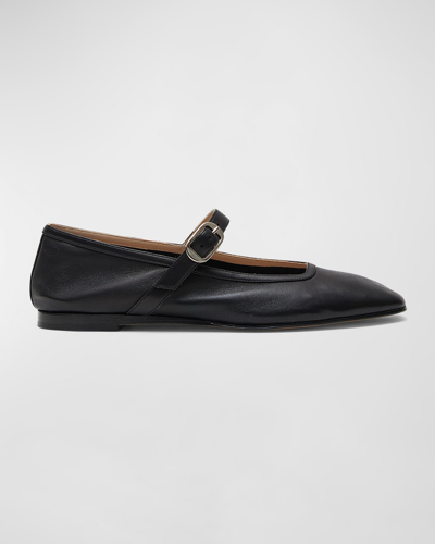 Le Monde Beryl Leather Mary Jane Ballerina Flats In Black