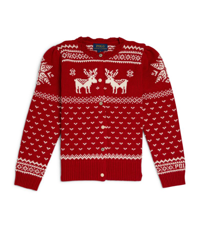 Ralph Lauren Kids' Red Cardigan For Girl With Reindeer