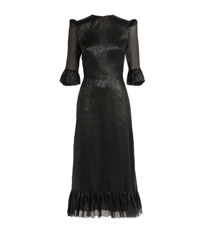 The Vampire's Wife The Falconetti Silk-blend Lamé Midi Dress In Black