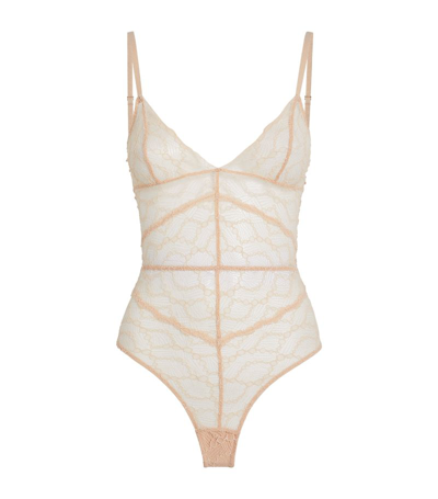 Kiki De Montparnasse Mon Cheri Lace Bodysuit In Neutrals