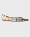 Stuart Weitzman Emilia Snake-embossed Ballerina Flats In New Roccia