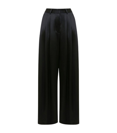 Jw Anderson Double-pleated Wide-leg Satin Trousers In Multi-colored