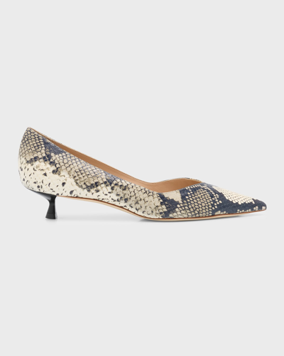 STUART WEITZMAN EVA EMBOSSED KITTEN-HEEL PUMPS