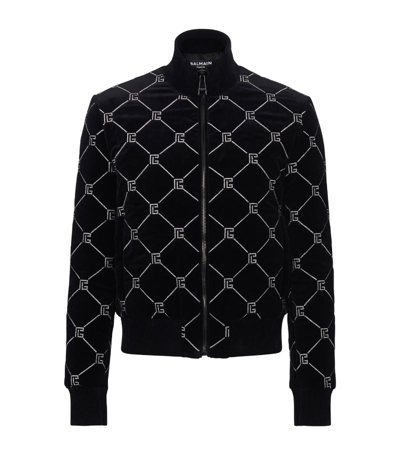 Balmain Rhinestone-embellished Quilted Bomber Jacket In Silver