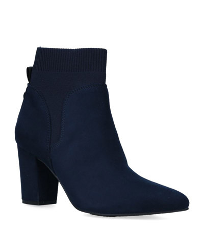 Kg Kurt Geiger Tobi2 Heeled Knitted And Vegan-suede Ankle Boots In Navy