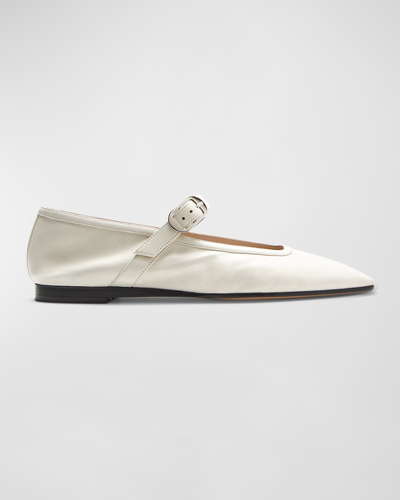 Le Monde Beryl Leather Mary Jane Ballerina Flats In White