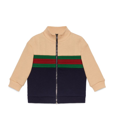 Gucci Babies' Felted Cotton Jersey Zip Jacket In Neutrals