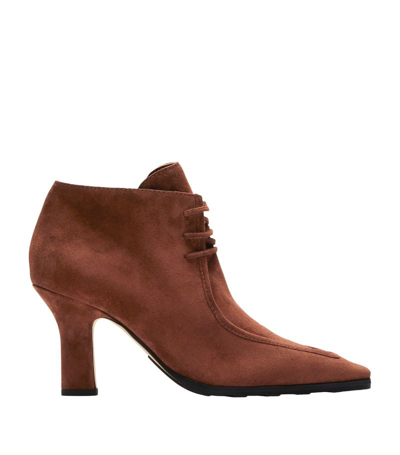 Burberry Storm Suede Ankle Boots In Brown