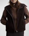 Varley Aspen Ribbed Knit-trimmed Faux Shearling Vest In Coffee Bean