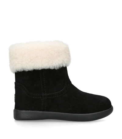 Ugg Boys Black Kids Jorie Ii Suede And Sheepskin Boots 2-7 Years