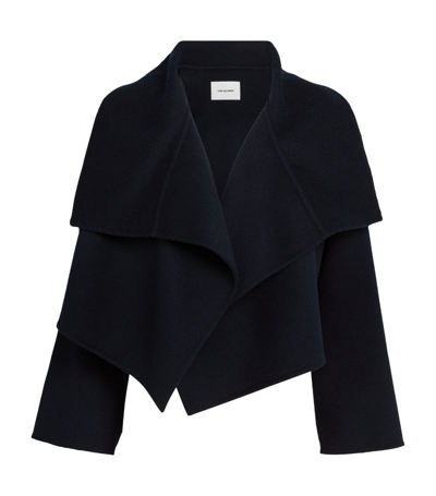 Yves Salomon Wool-cashmere Cropped Jacket In Blue