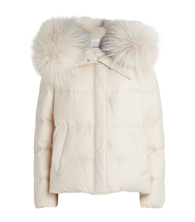 Yves Salomon X Loro Piana Fur-trim Puffer Jacket In White