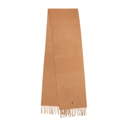 Polo Ralph Lauren Cashmere Polo Pony Scarf In Beige