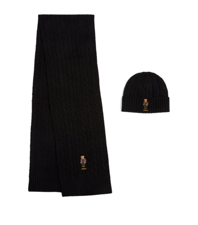 Polo Ralph Lauren Wool-cashmere Beanie And Scarf Set In Black