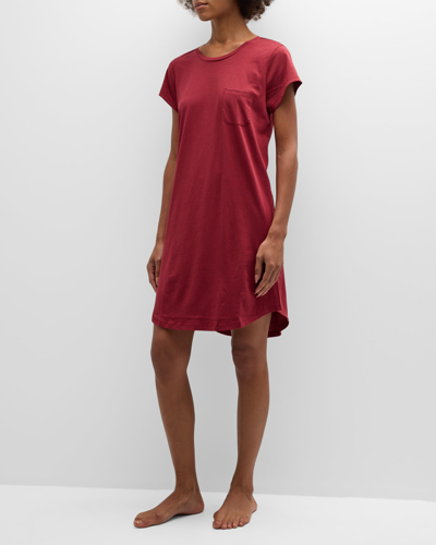 Skin Carissa Pima Cotton Sleepshirt In Deep Red