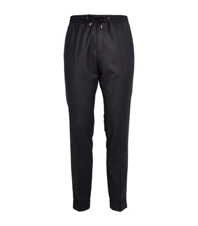 Paul Smith Drawstring-waist Wool Tapered Trousers In Black