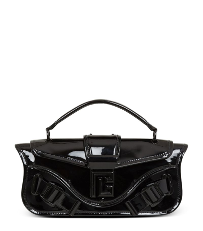 Balmain Blaze Patent Leather Clutch Bag In Black