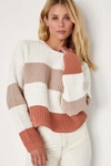 Lulus Moments Of Cozy Ivory Multi Striped Crew Neck Pullover Sweater In Ivory