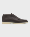 LORO PIANA MEN'S OPEN WALK ELK LEATHER ANKLE BOOTS