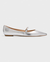 Stuart Weitzman Emilia Mary Jane Ballerina Flats In Silver