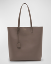 Saint Laurent Leather Shopping Tote Bag In Greyish Brown