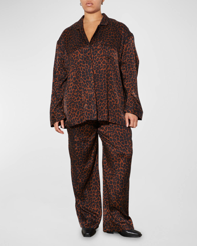 Mara Hoffman Iris Leopard-print Button-front Shirt In Brown