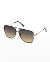 Tom Ford Reggie Metal Aviator Sunglasses In Shiny Black