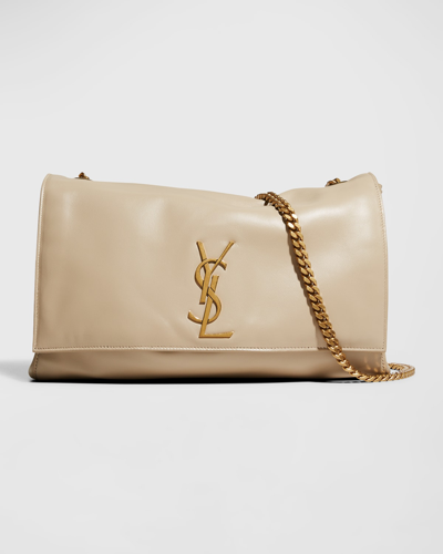 Saint Laurent Kate Supple Reversible Leather Shoulder Bag In Rosy Sand
