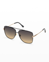 Tom Ford Reggie Metal Aviator Sunglasses In 28f Yellow Brown