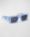 Off-white Men's Seattle Acetate Rectangle Sunglasses In Light Blue