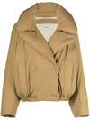 Lemaire Wide-lapels Puffer Jacket In Brown