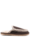 Mou Eskimo Stitch Slipper In Brown