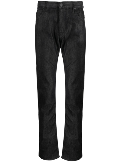 Emporio Armani Slim Denim Cotton Jeans In Black