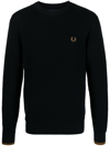 FRED PERRY LOGO COTTON CREWNECK JUMPER