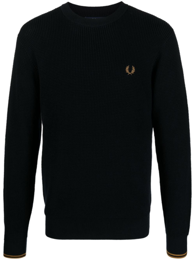 Fred Perry Fb Waffle Stitch Jumper Clothing In Blue