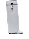 Givenchy Shark Lock Leather Knee-high Boots In Grey