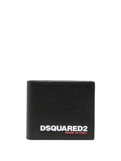Dsquared2 Bob Logo Printed Bifold Wallet In Black