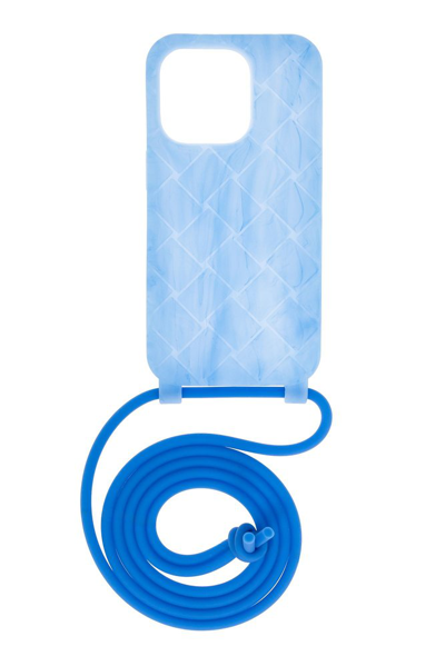 Bottega Veneta Iphone 14 Pro Intreccio Case In Blue