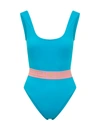 Versace One-piece Swimsuit In Mediterranean Blue-flamingo