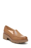 Naturalizer Cabaret Lug Sole Loafers Women's Shoes In English Tea Brown Synthetic