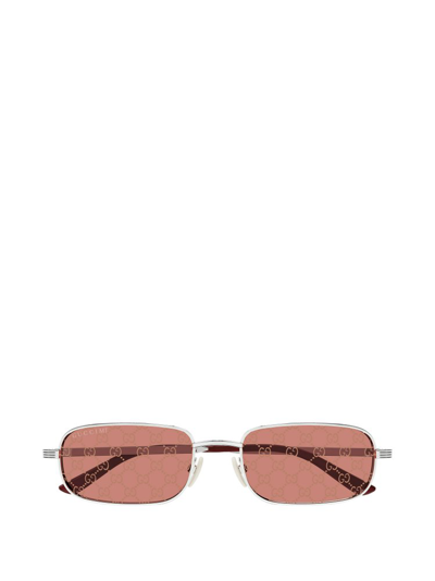 Gucci Eyewear Rectangular Frame Sunglasses In Silver