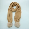 PORTOLANO CASHMERE SCARF WITH FOX FUR POMS AND CRYSTALS