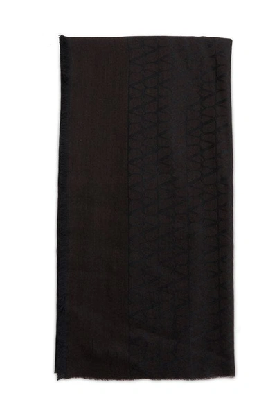 Valentino Toile Iconographe Frayed Edge Scarf In Brown