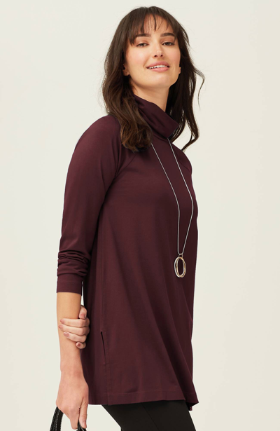 Jjill J.jill Luxe Supima® Everyday Turtleneck Tunic In Dark Fig