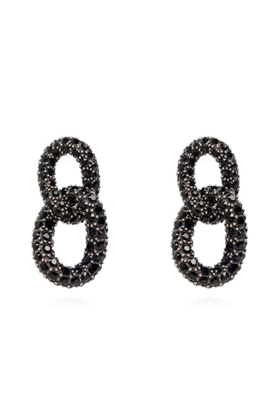 Isabel Marant Embellished Double Ring Earrings In Black