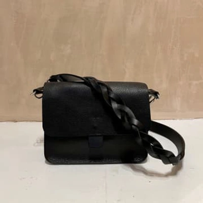 Kate Sheridan Black Tab Bag With Plait Strap