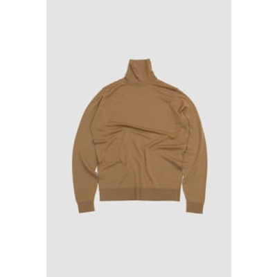 John Smedley Cherwell Turtle Neck Sweater In Light Camel